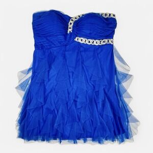 Blondie Nites Party‎ Dress Cocktail 15 Large Blue Homecoming Prom Strapless
